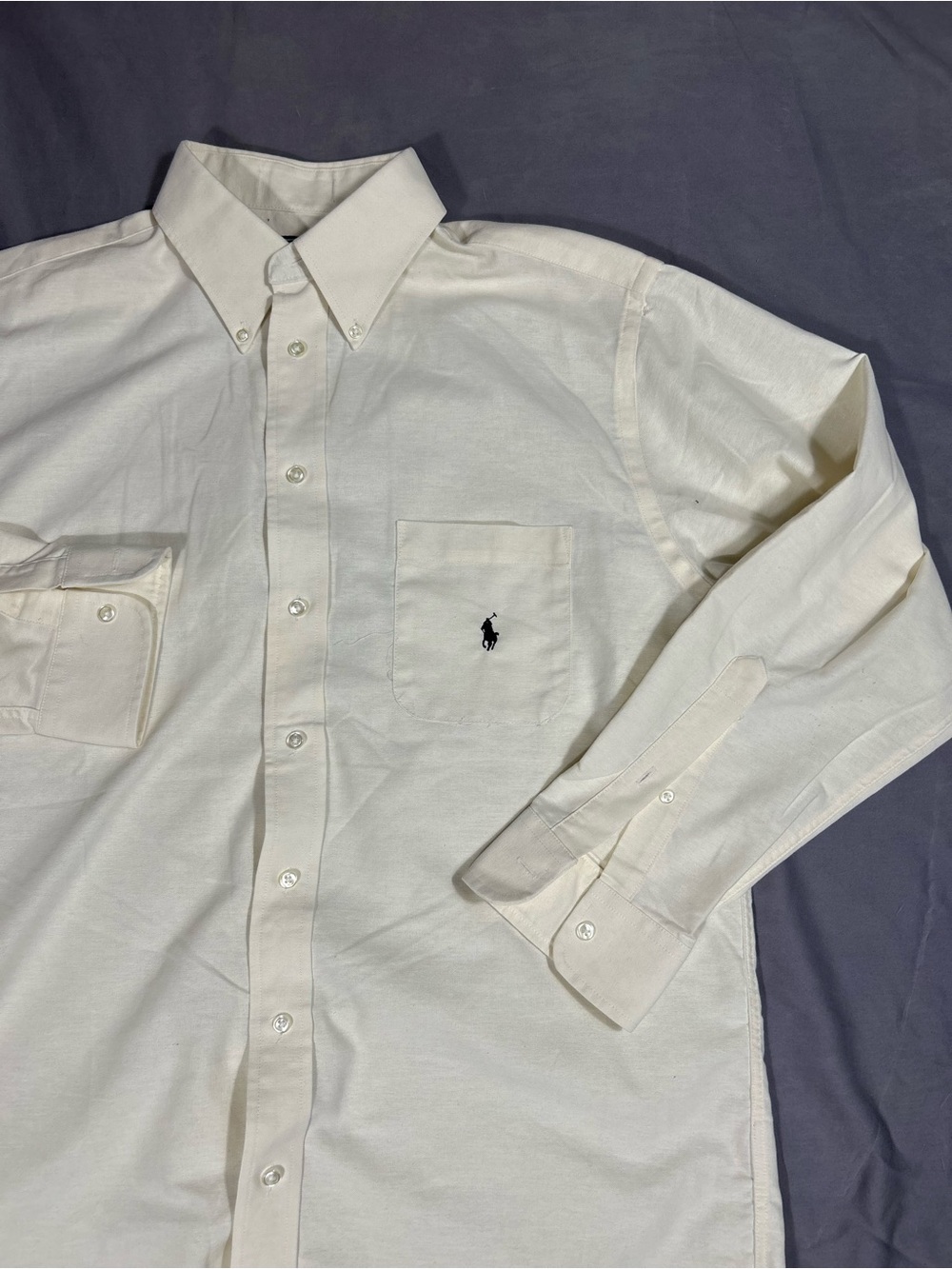 Polo by Ralph Lauren Cream Button-Down Shirt with Navy Pony